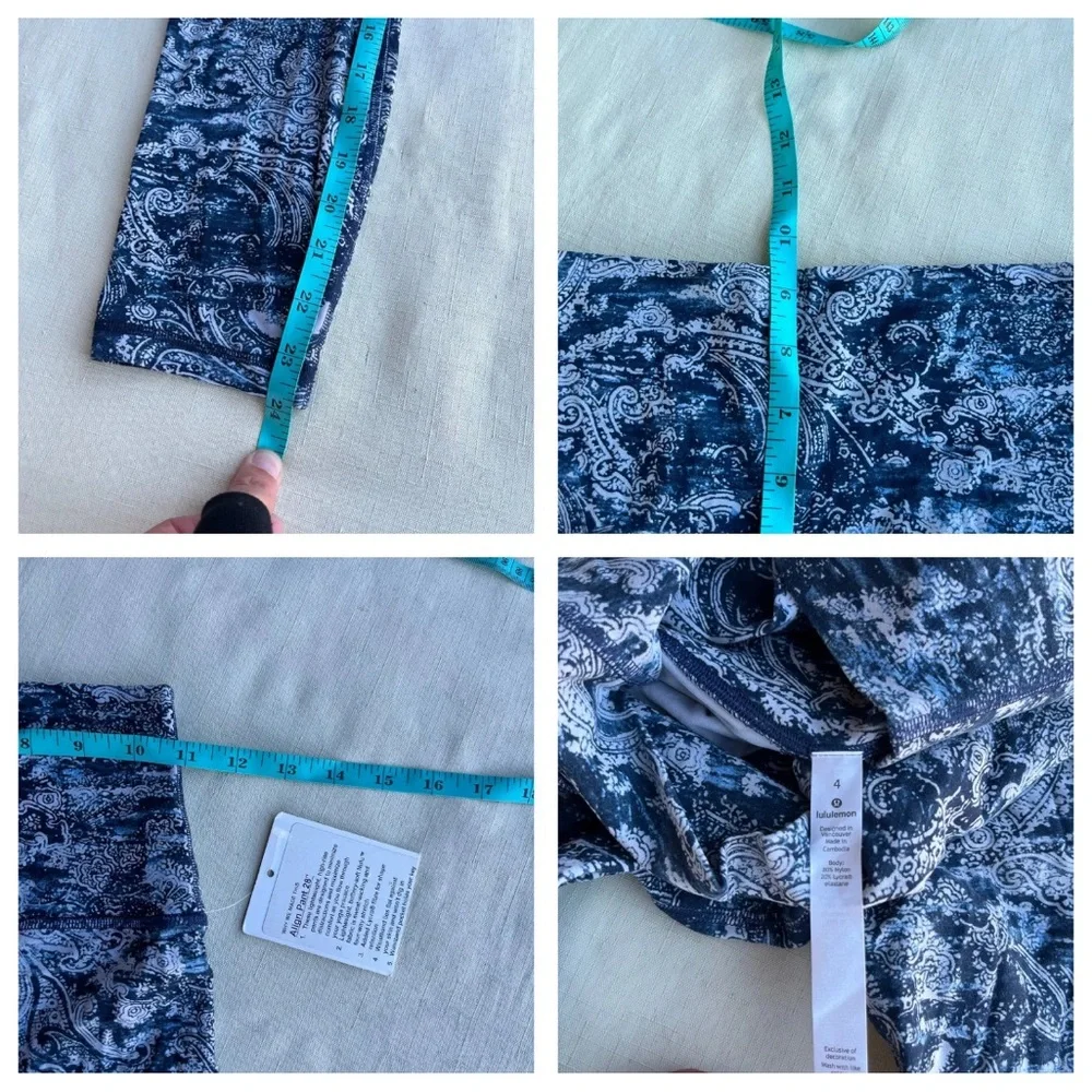 NWT Lululemon size 4 align blue paisley leggings